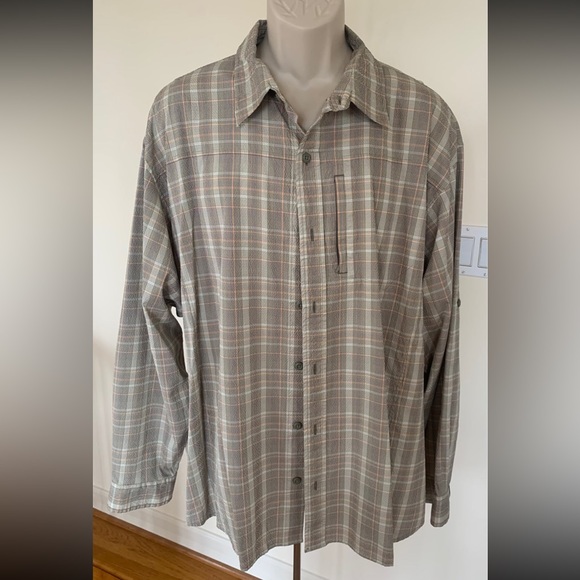 Bob Timberlake Mens Easy Breathable Zip Pocket Shirt Button Down Long Sleeve 2XL